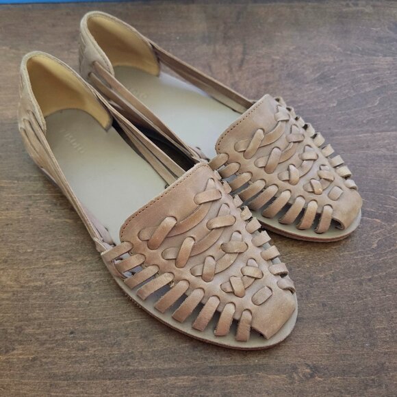 Nisolo Leather Huarache Sandals Size 7 Womens Brown Flats Anthropologie Shoes - Picture 2 of 9